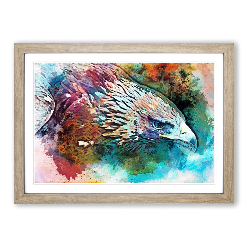 Eagle - Picture Frame Painting Print, 48cm H x 65cm W x 2cm D, Oak Framed