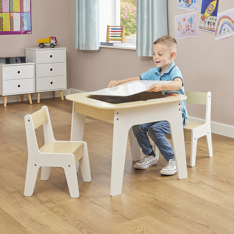 Kids 3-in-1 Storage Table and Two Chairs Set