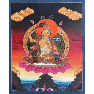Goddess Manjushree Thangka (Brocadeless Thangka)