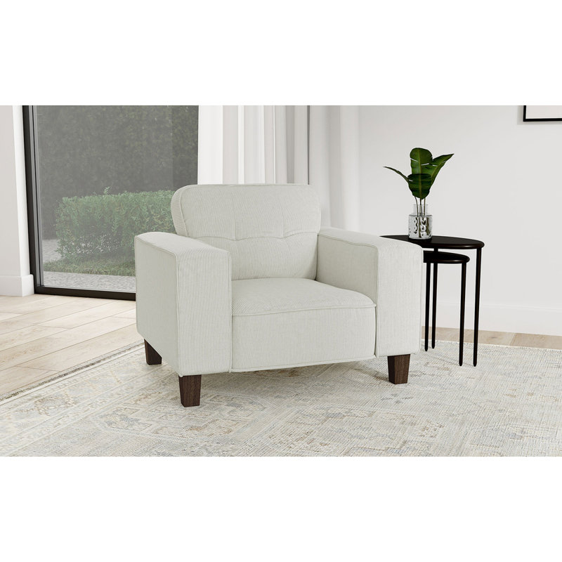 Fauteuil d'appoint capitonné Dana, Grège