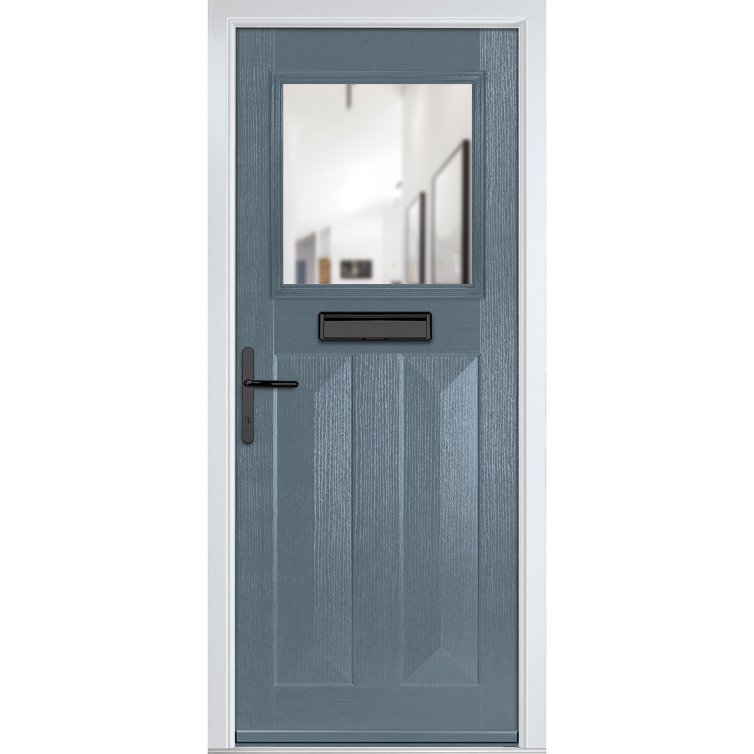 Crystal GRP Front door Eaton Slate Grey 920mm x 2090mm Open in Left hand Clear Glass