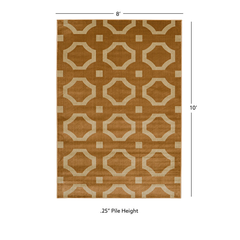 Vardin Geometric Blocke Beige Soft Low Pile Area Rug, Rectangle 8' x 10'