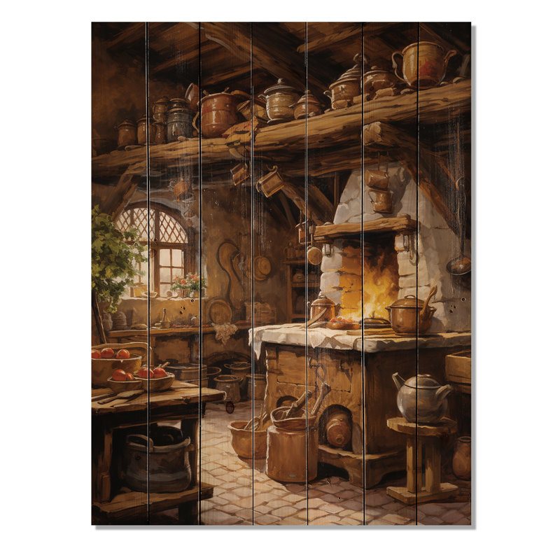 Nourriture, cuisine rustique I sur bois, H 20 po x l 10 po x P 0,78 po