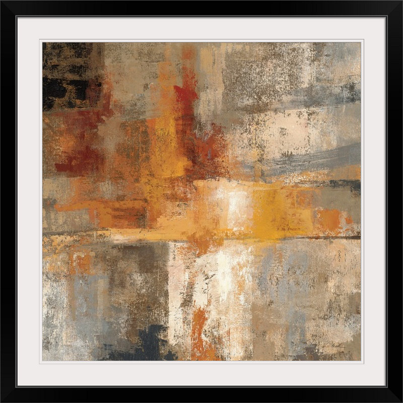 «Silver and Amber Crop» par Aniessa, reproduction d'art, H 28 po x l 28 po, Impression encadrée, Noir