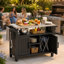 Chariot-bar extérieur avec roulettes - armoire de rangement en résine et table de service, roulante à 360 °, imperméable et résistante aux rayons UV pour le patio, la piscine et la cour