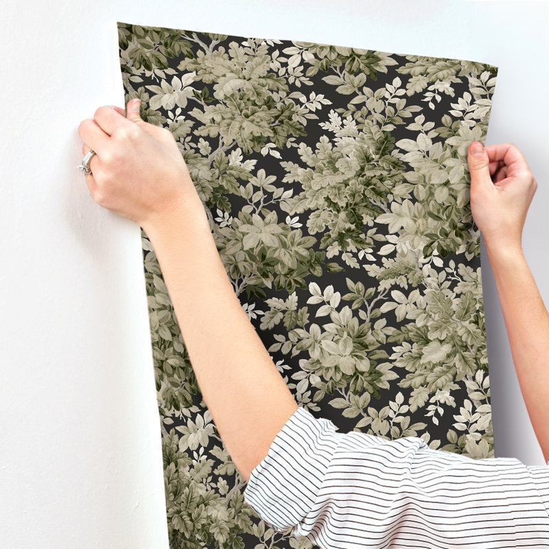 Greenwood Moss Deciduous Wallpaper, Green/Black