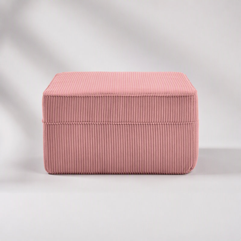 Pouf modulable en velours côtelé rose, aucun assemblage requis, ultra-doux et spacieux pour un confort et une polyvalence ultimes.