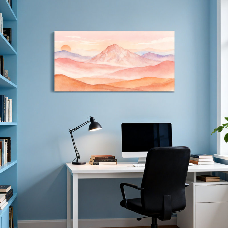 «Landscape & Nature Pastel Mountains Sunset», reproduction d'art, H 24 po x l 48 po