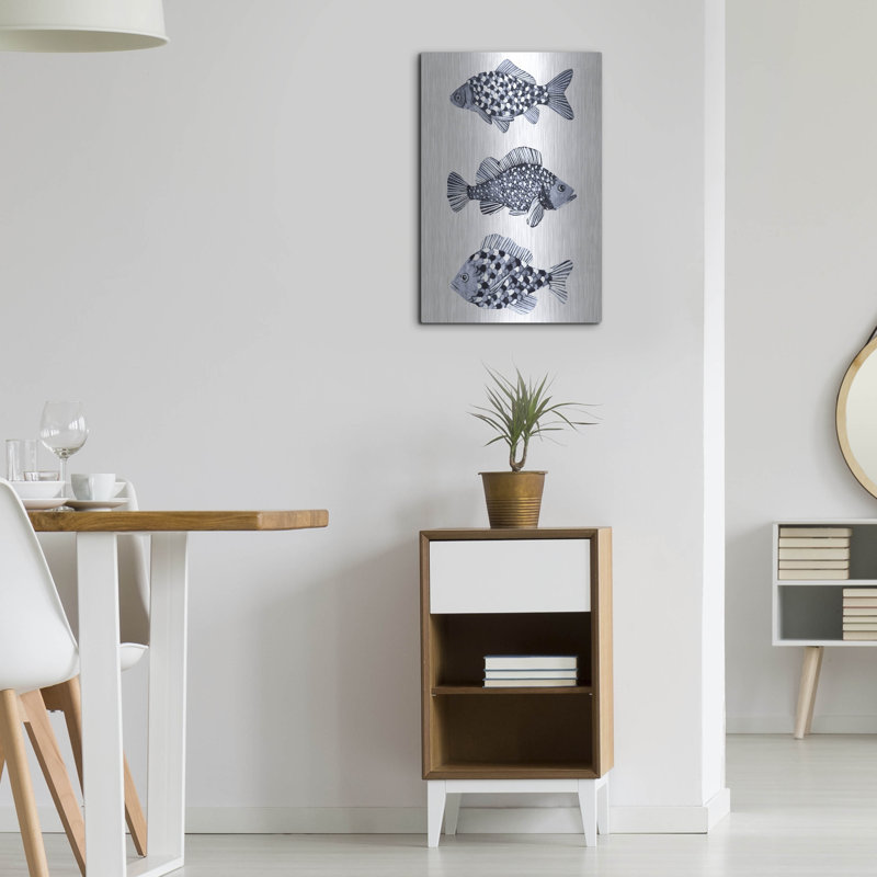  'Blue Fish 2' by Emma Scarvey Metal Wall Art, 16" x 24", 24" H x 16" W
