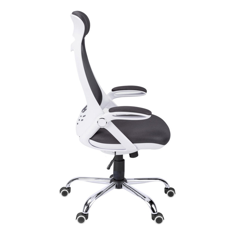Office Chair, Adjustable Height, Swivel, Ergonomic, Armrests, Computer Desk, Work, Grey Mesh, Chrome Metal, Contemporary, Modern