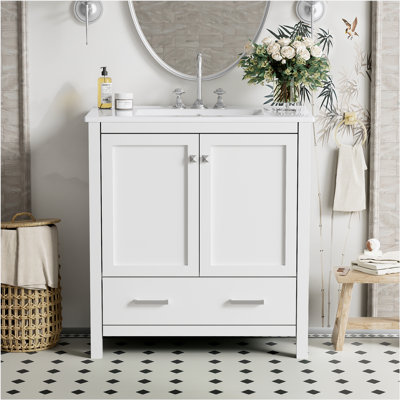 Bathroom Vanity with Single Sink, Cabinet Undermount Sink, Bathroom Storage Cabinet, Soft Closing