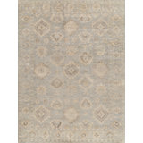 Antique Weave Oushak Oriental Hand-Knotted Wool Light Blue Area Rug