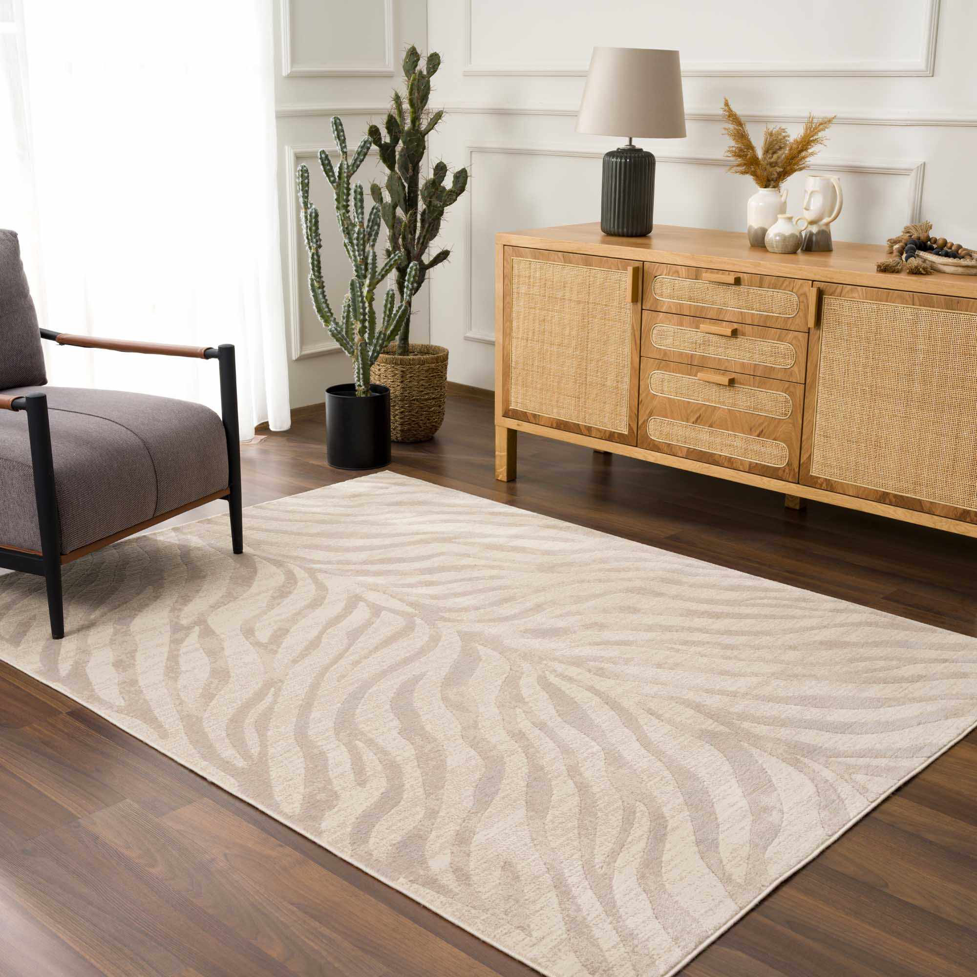 Edsel Oriental Light Gray/Beige Area Rug