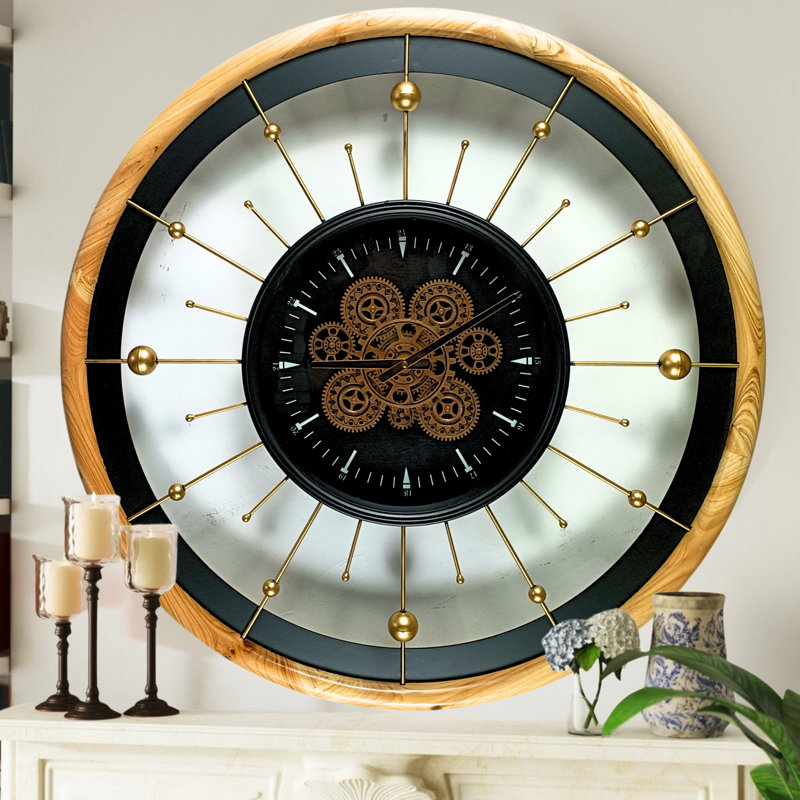 Horloge murale en bois noir The-Gear's