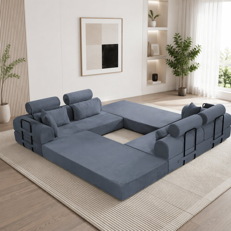 Canapé modulaire en L, Gris foncé
