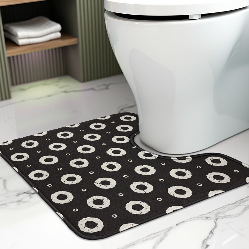 Tapis de salle de bain en U noir et blanc 20 po noir et blanc