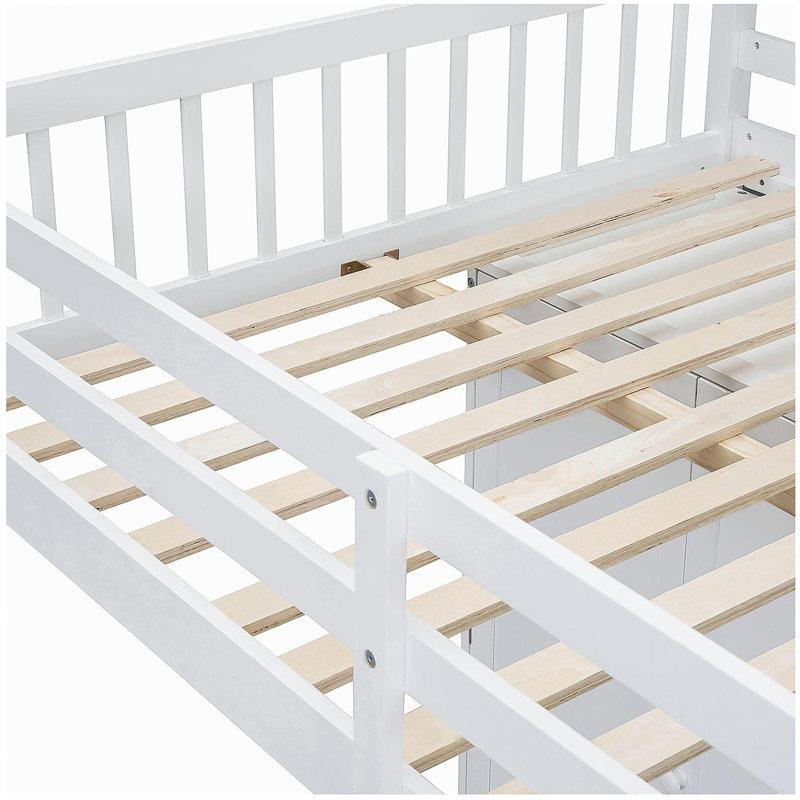 Lit superposé double avec garde-robe, tiroirs, blanc, Blanc
