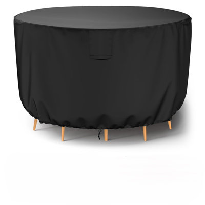 Patio 85 in. Dia Black Round Table and Chair Set Cover, Heavy-Duty Wateproof UV-Resistant Outdoor Fueniture Cover