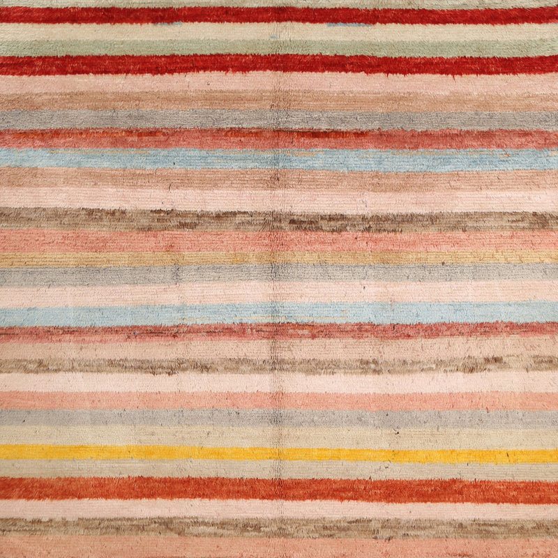 Tapis de zone rouge/vert contemporaine, Carré 3 pi