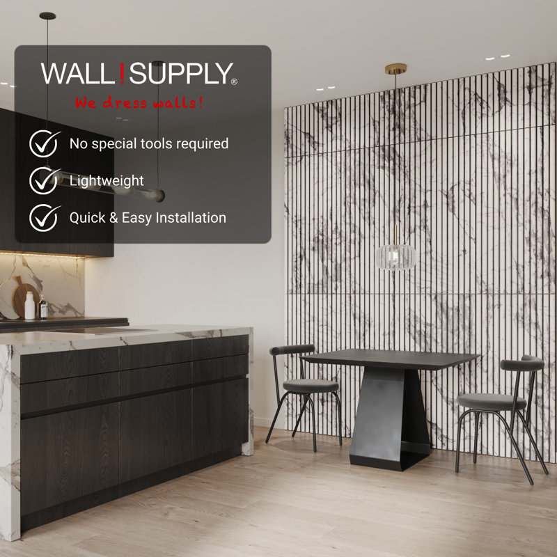 UltraLight 3D White Marble Foam Wall Panels Set