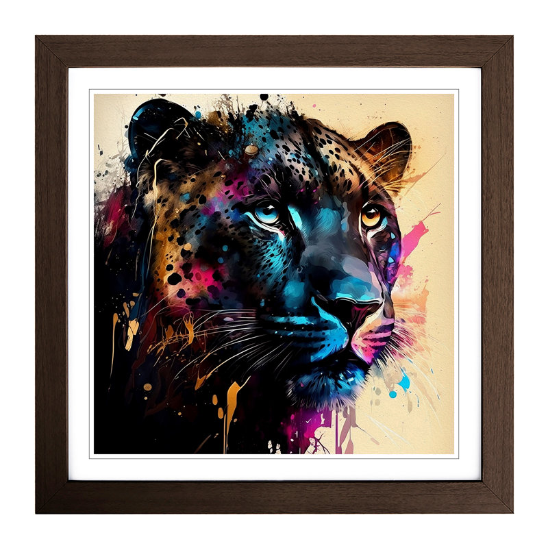 Panther Abstract Expressionism - Framed Print, Walnut