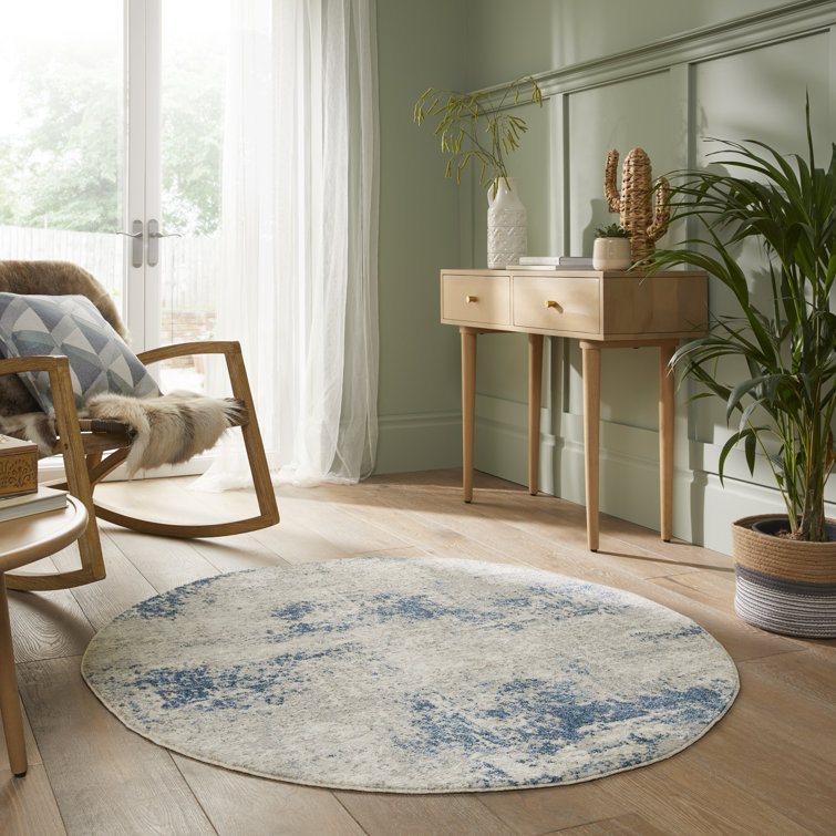 Edgeworth Abstract Machine Woven Cream Blue Area Rug