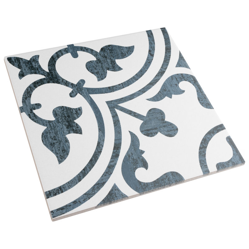 Cassis Arte 10" x 10" Porcelain Patterned Wall & Floor Tile, Black
