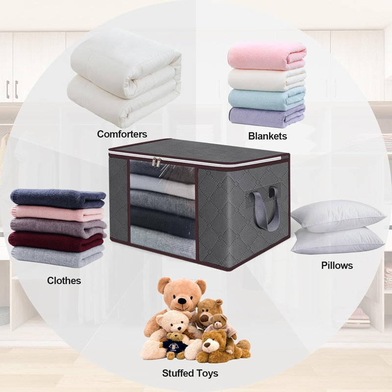 90L Extra Large Storage Bins - 10 Pack Durable Zipper Containers For Clothes, Blankets, Toys