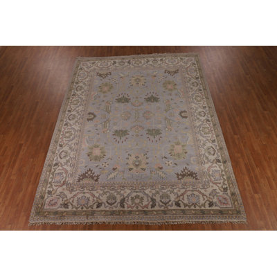 Tapis indien All-Over Oushak gris et ivoire 9 x 12