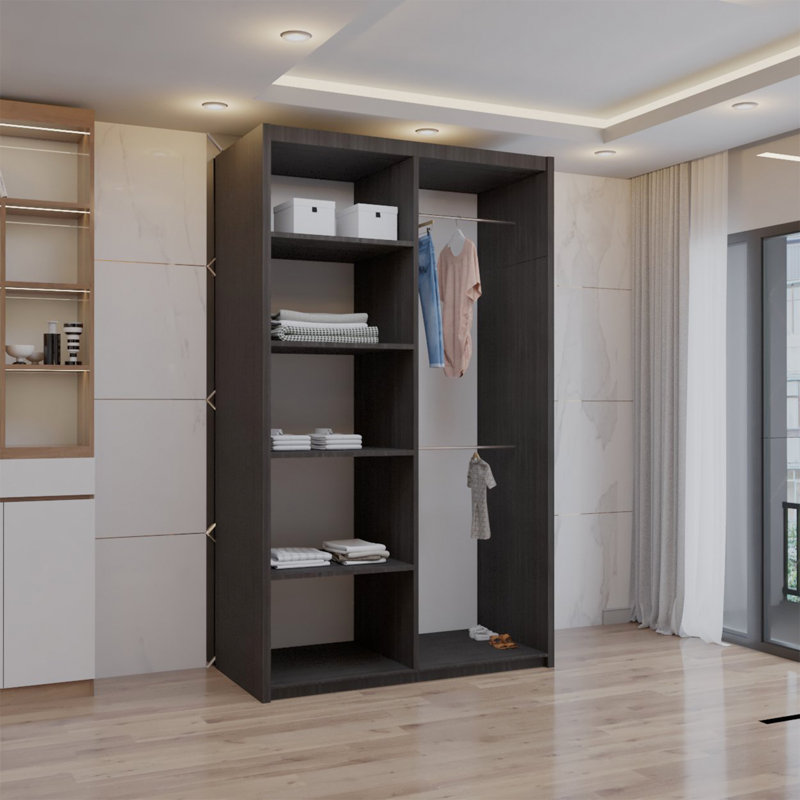 Ashawni 2 Door Laminate Wardrobe, Wenge, 217cm H x 100cm W x 62cm D