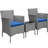  3-Piece Rattan Furniture Set with Tempered-glass Top Table and 2 Cushioned Chairs-667647940-667647941