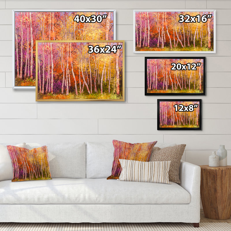 «Abstract Autumn Forest By The Late III», reproduction sur toile flottante, H 30 po x l 40 po x P 1,5 po, Cadre flottant doré