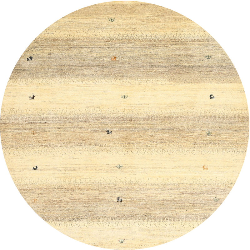 Tapis beige / gris à motif abstrait Mullica, Rond 8 pi