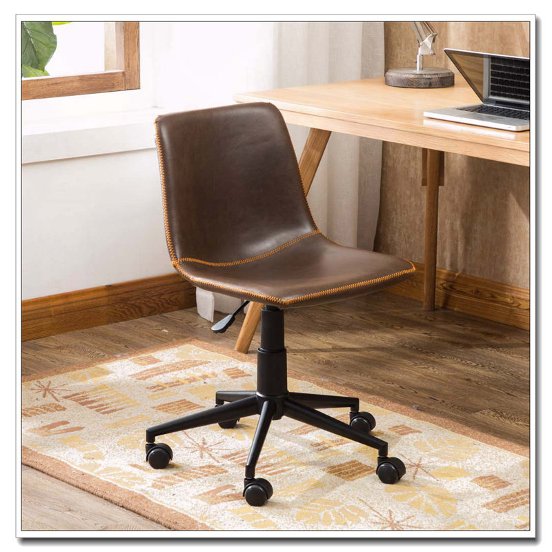 Cesena Faux Leather 360 Swivel Air Lift Office Chair,Antique Brown, Brown