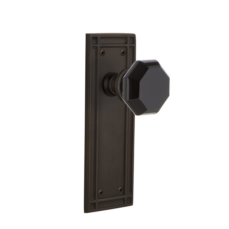 Plaque de mission Nostalgic Warehouse avec bouton de porte Waldorf noir, Bronze frotté à l'huile