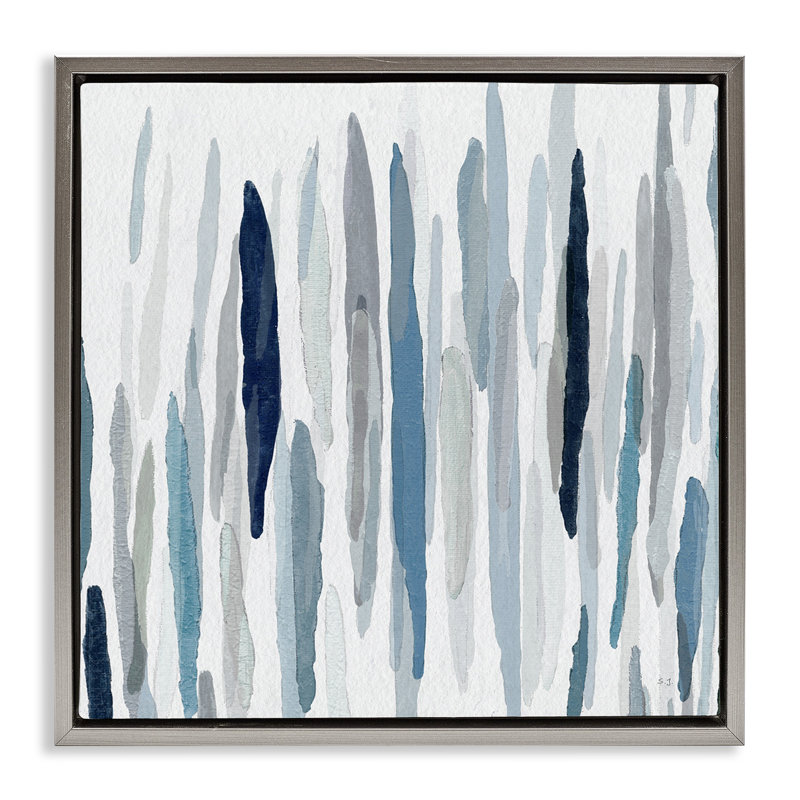 Motifs de pluie abstraits, Cadre flottant gris lustré, H 18 po x l 18 po