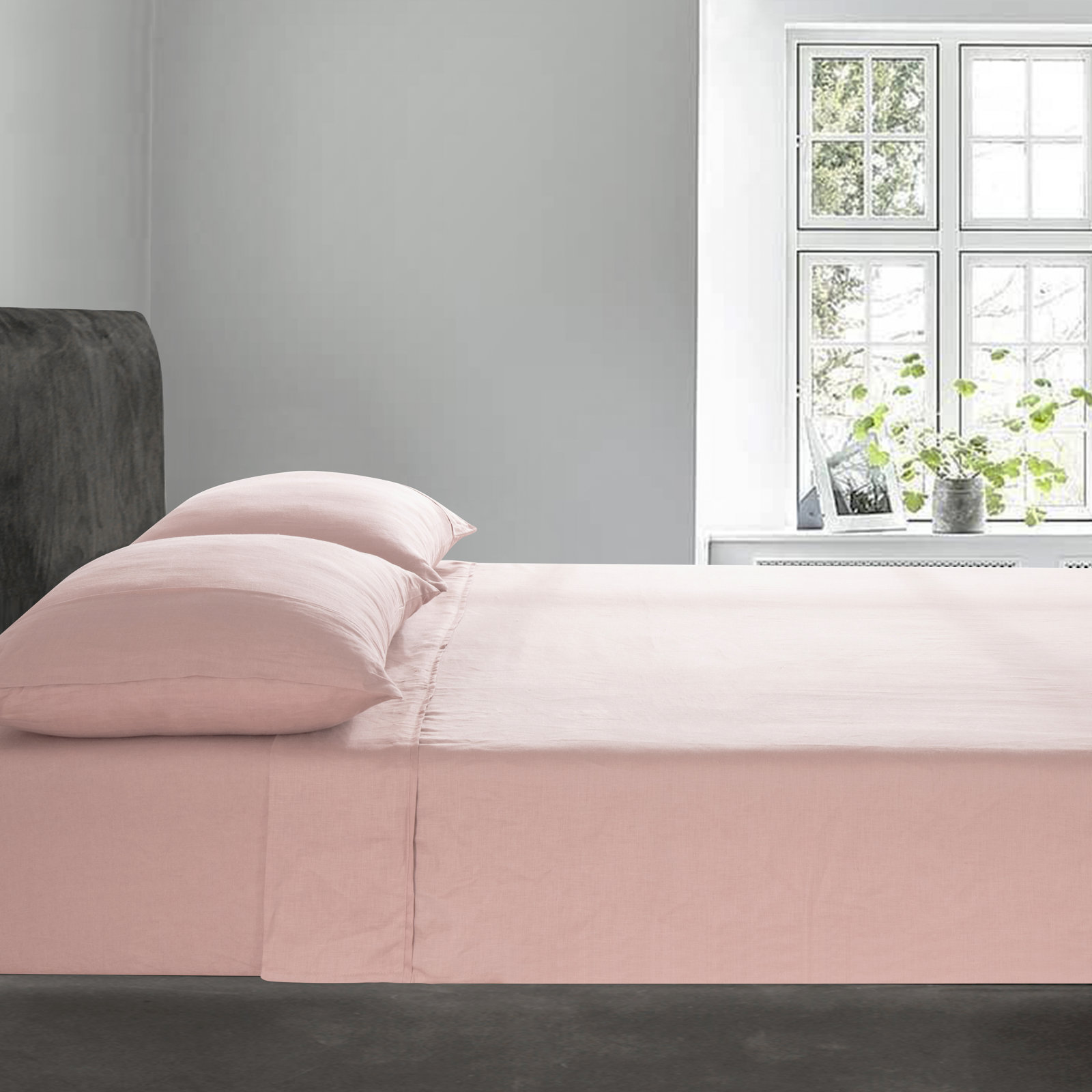 Stone Washed Pure Linen Sheet Set, Fitted Sheet 16" Pocket, King Case Pack + 1 Fitted Sheet + 2 Pillowcases, Natural