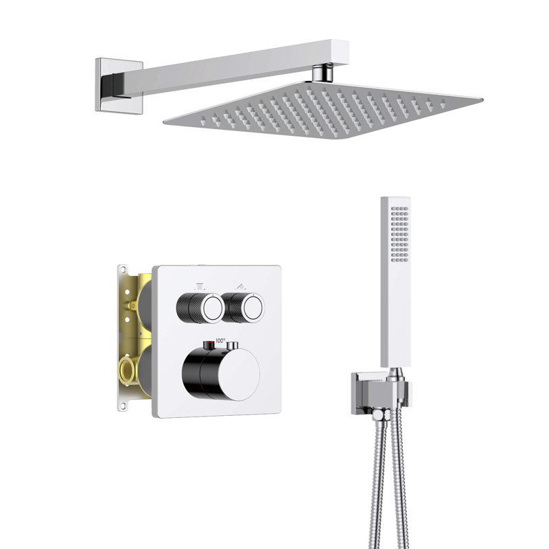 Cube 2-Function Thermostatic Complete Shower Faucet Set, Chrome