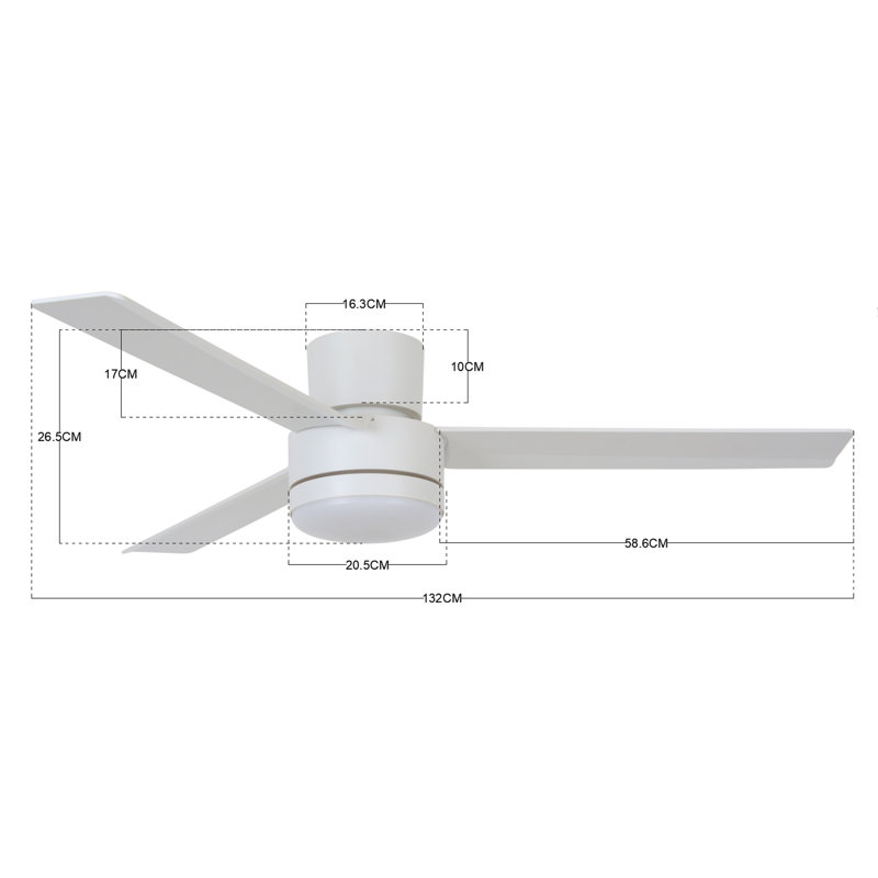 Abital 132cm Ceiling Fan with Light Kit, White