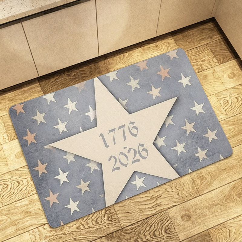 Tapis d'entrée tricolore à rayures bleues 24 po x 36 po