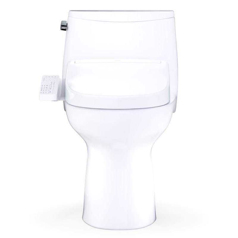 TOTO Ultramax WASHLET+ S2 One-Piece Elongated 1.6 GPF Universal Height Toilet with CEFIONTECT, Cotton White - MW6083346CSFG#01