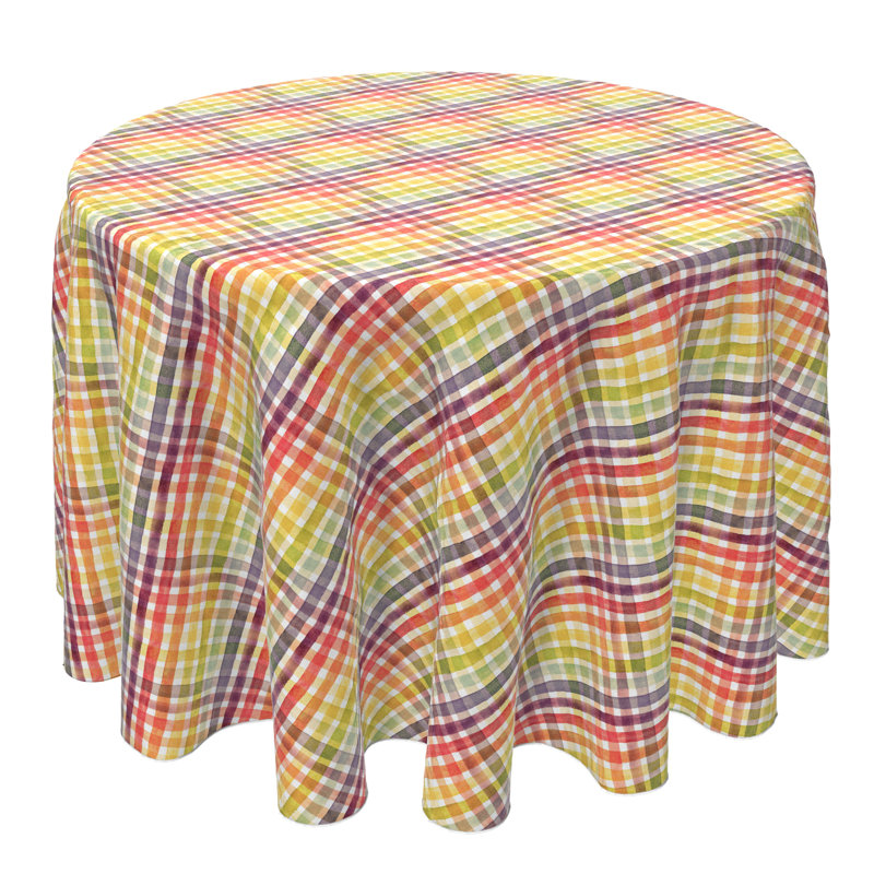 Fabric Textile Products, Inc. Round Tablecloth, 100% Cotton, 60 Round", Watercolor Rainbow Stripes