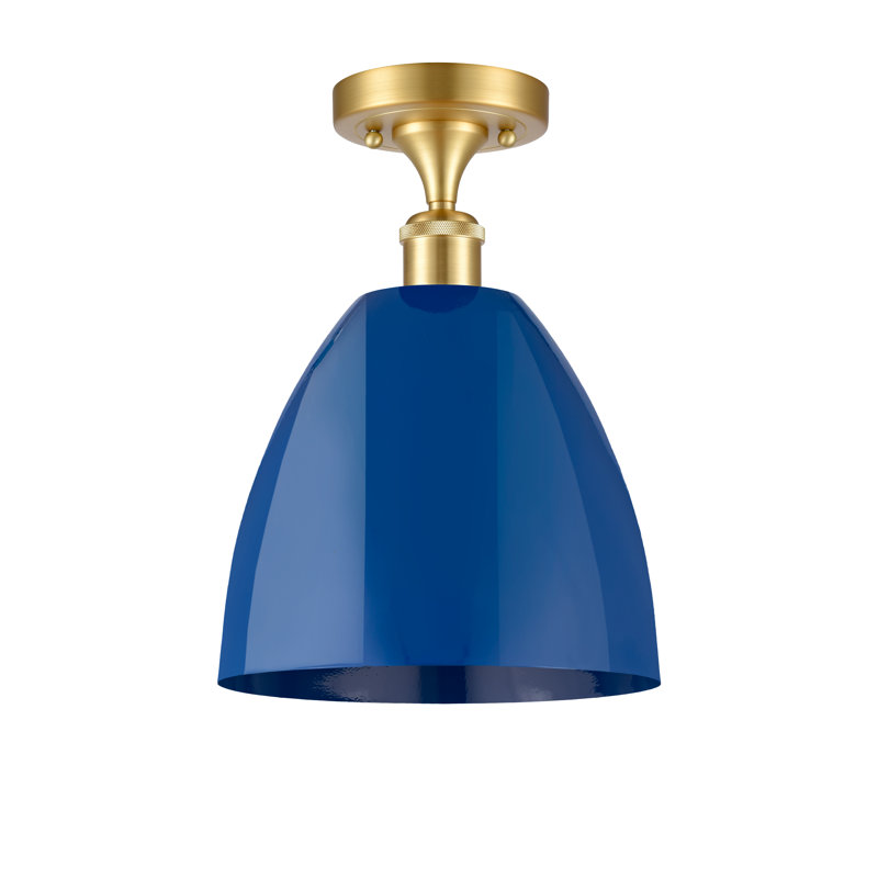 Crompond Semi Flush Mount, Blue, Satin Gold
