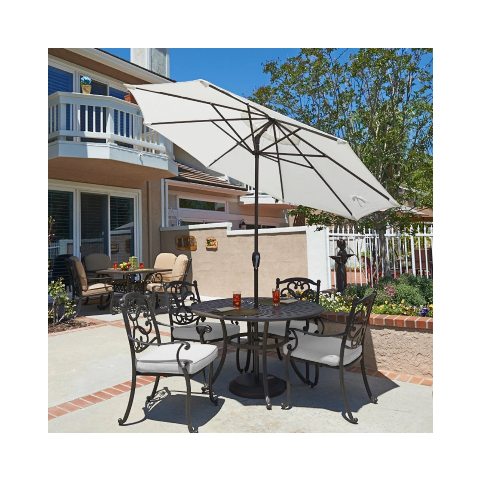 Stevie 108'' Outdoor Umbrella, White - Olefin