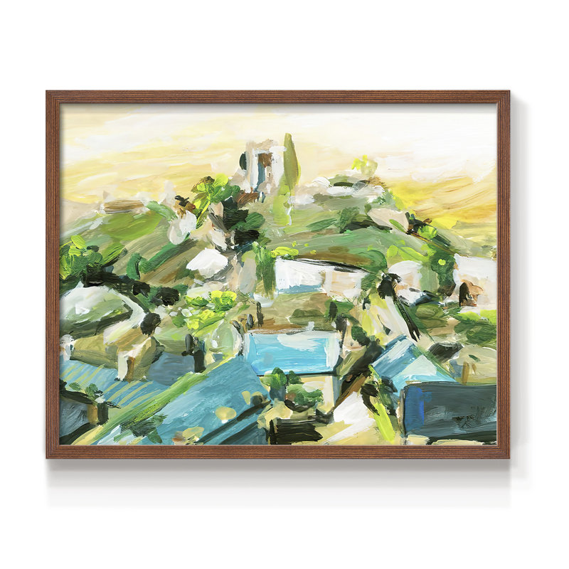 Spring Village III -Framed Print - Restickable, Walnut, 11" H x 14" W