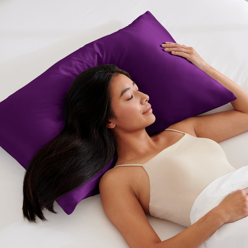 100% Mulberry Silk Pillowcase Zipper Closure, 1 Standard (Zipper Closure) Pillowcase, Plum