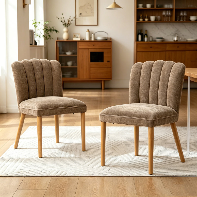 Upholstered Modern Dining Chairs Kitchen Chairs Solid Wood Leg Accent Chairs for Dining Room,Kitchen, Brown, Brown