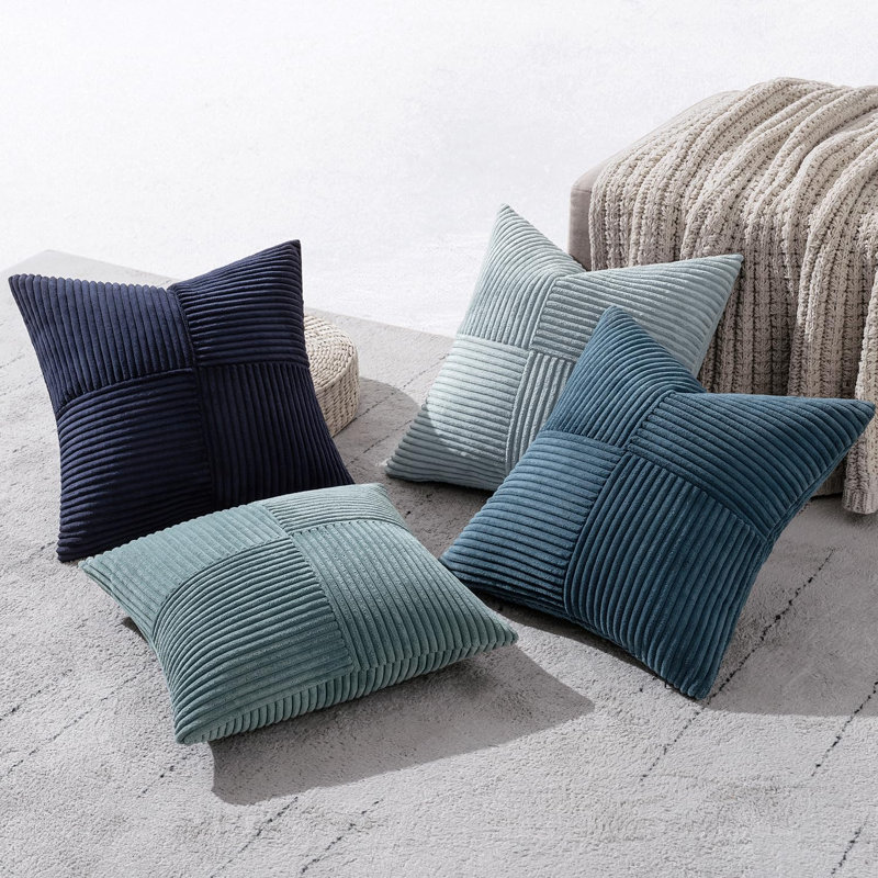 Housse de coussin 18 x 18 pouces Dusty Blue Navy Farmhouse