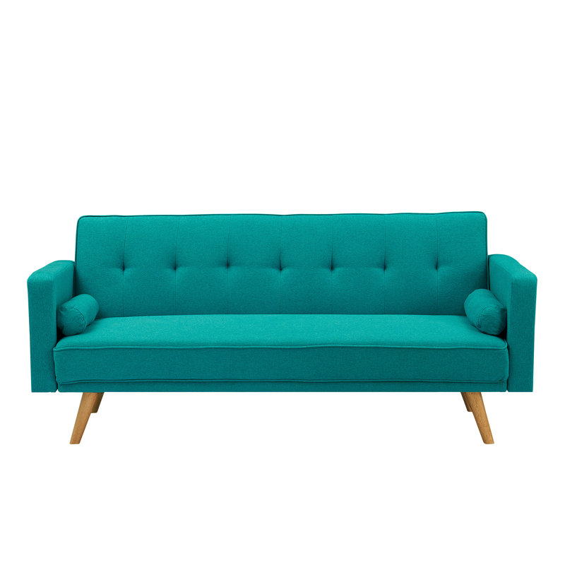 Canapé rembourré Kilynn, Mélange de lin bleu paon