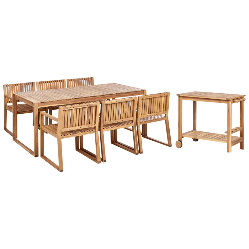 Adamina 6 - Person Acacia Solid Wood Patio Dining Set Rectangular Table